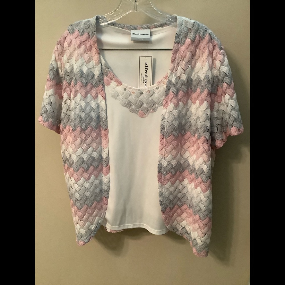 Alfred Dunner 2 piece knit and appliquéd top set can be worn separately PXL